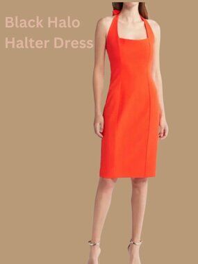 Black Halo Zarela Melon Halter Sheath Dress NWT 10